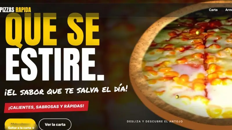 Portada de la web de Pizzas Rápida
